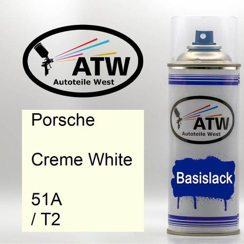 Porsche, Creme White, 51A / T2: 400ml Sprühdose, von ATW Autoteile West.